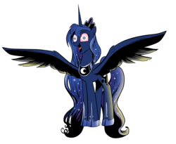Size: 6395x5232 | Tagged: safe, artist:amorecadenza, artist:andypriceart, idw, princess luna, g4, absurd resolution, bloodshot eyes, female, simple background, solo, spread wings, transparent background, vector