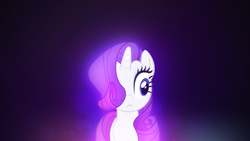 Size: 2560x1440 | Tagged: safe, artist:alterhouse, artist:vladimirmacholzraum, rarity, pony, g4, female, frown, glowing, hair over one eye, solo, wallpaper, wide eyes