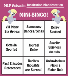 Size: 461x510 | Tagged: safe, derpy hooves, pegasus, pony, g4, inspiration manifestation, bingo, female, mare, mini-bingo, sitting, tail