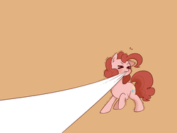 Size: 1024x768 | Tagged: safe, artist:うめぐる, pinkie pie, g4, female, fourth wall, mouth hold, solo