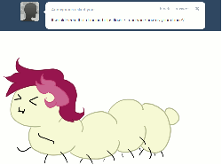 Size: 750x558 | Tagged: safe, roseluck, caterpillar, g4, animated, ask, female, rosereplies, solo, species swap, tumblr