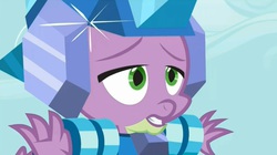 Size: 1440x809 | Tagged: safe, screencap, spike, dragon, g4, inspiration manifestation, armor, crystal armor, male, solo