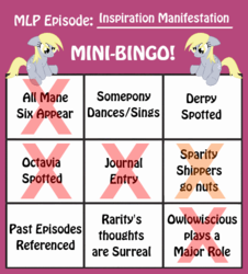 Size: 461x510 | Tagged: safe, derpy hooves, pegasus, pony, g4, inspiration manifestation, bingo, female, mare, mini-bingo, sitting, tail