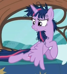 Size: 446x497 | Tagged: safe, screencap, twilight sparkle, alicorn, pony, g4, inspiration manifestation, bed, cropped, female, mare, messy mane, solo, twilight sparkle (alicorn)