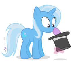 Size: 705x600 | Tagged: safe, artist:dm29, trixie, twilight sparkle, pony, unicorn, g4, boop, cross-eyed, cute, duo, female, frown, hat, inconvenient twilight, magic, magic trick, mare, simple background, telekinesis, the tables have turned, top hat, transparent background, vector, wide eyes