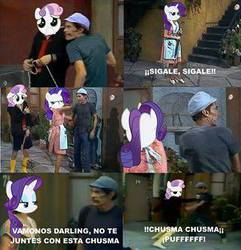 Size: 320x332 | Tagged: safe, rarity, sweetie belle, g4, bitch slap, comic, don ramon, el chavo del 8, spanish, wat