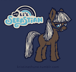 Size: 500x475 | Tagged: safe, artist:kristinethune, oc, oc only, bridle, fluffy, grin, li'l sebastian, looking at you, mini-horse, parks and recreation, smiling, solo