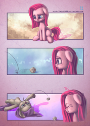 Size: 1748x2460 | Tagged: safe, artist:mrs1989, maud pie, pinkie pie, earth pony, pony, g4, comic, cute, cuteamena, eyes closed, feels, female, marker, mouth hold, pinkamena diane pie, rock, sad, sisters, smiley face