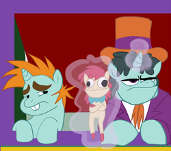 Size: 900x794 | Tagged: safe, artist:klondike, claude, snips, g4, inspiration manifestation, my little pony: friendship is magic, a goofy movie, parody, puppet