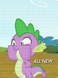 Size: 337x450 | Tagged: safe, screencap, spike, dragon, g4, inspiration manifestation, animated, bibliovore, male, pica, solo, swallowing, throat bulge