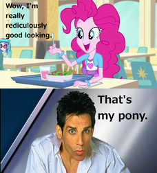 Size: 1280x1402 | Tagged: safe, screencap, pinkie pie, equestria girls, g4, my little pony equestria girls: rainbow rocks, ben stiller, image macro, meme, spoon, that's my x, zoolander