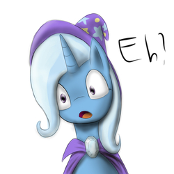 Size: 1000x1000 | Tagged: safe, artist:sticky-plaster, trixie, pony, unicorn, g4, eh, female, mare, one word, simple background, solo