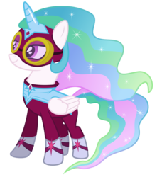 Size: 5300x6000 | Tagged: safe, artist:magister39, princess celestia, pony, g4, absurd resolution, clothes, costume, female, goggles, mare, masked matter-horn costume, power ponies, simple background, solo, transparent background, vector