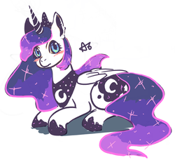 Size: 600x548 | Tagged: safe, artist:nanghyang, princess luna, g4, blushing, female, solo