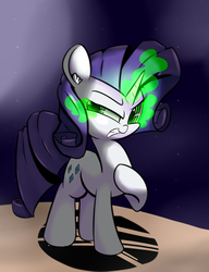 Size: 1000x1300 | Tagged: safe, artist:madacon, rarity, pony, unicorn, g4, corrupted, evil, female, inspirarity, magic, mare, possessed, solo, sombra eyes