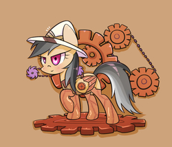 Size: 1400x1200 | Tagged: safe, artist:joycall6, daring do, pegasus, pony, g4, armor, female, gears, hat, hooves, mare, prosthetics, smiling, solo, steampunk, wings