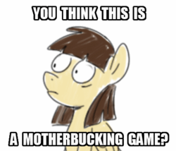 Size: 415x355 | Tagged: safe, artist:mandopony, wild fire, g4, female, reaction image, sibsy, solo, you think this is a motherfucking game