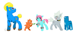 Size: 2498x1127 | Tagged: safe, artist:ticklemefrosty, beauty, bobobo, bobobo-bo bo-bobo, don patch, gasser, jelly jiggler, ponified