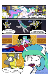 Size: 792x1224 | Tagged: safe, artist:donzatch, princess celestia, princess luna, comic:tale of twilight, g4, comic, royal guard, spear