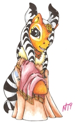 Size: 1284x2112 | Tagged: safe, artist:neotokyo9, pony, g3, female, ponified, shaak ti, solo, star wars, traditional art