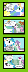 Size: 1193x3017 | Tagged: safe, artist:oneovertwo, princess celestia, sweetie belle, g4, inspiration manifestation, alternate scenario, cape, clothes, comic, crying, magic, ocular gushers