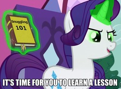 Size: 942x690 | Tagged: safe, edit, screencap, rarity, g4, inspiration manifestation, book, corrupted, female, hape, image macro, imma snuggle you, inspirarity, meme, possessed, snuggling, solo, this will end in snuggles