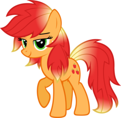 Size: 1316x1281 | Tagged: safe, artist:zacatron94, applejack, g4, alternate hairstyle, female, flarejack, hair dye, loose hair, raised hoof, simple background, solo, transparent background, vector