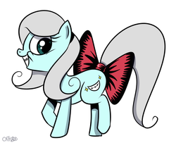 Size: 800x650 | Tagged: safe, artist:catfood-mcfly, oc, oc only, oc:straight smiles, earth pony, pony, braces, female, solo, straight smiles, tail bow