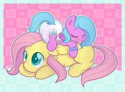 Size: 1280x940 | Tagged: safe, artist:cuddlehooves, fluttershy, oc, pony, g4, baby, baby pony, cuddlehooves is trying to murder us, cute, diaper, foal, ocbetes, plushie, poofy diaper, shyabetes