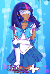 Size: 473x700 | Tagged: safe, artist:checkerboardprincess, twilight sparkle, human, g4, crossover, dark skin, female, hmd, humanized, sailor mercury, sailor moon (series), sailor senshi, sailor twilight, solo