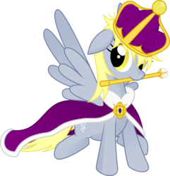 Size: 3082x3201 | Tagged: safe, derpy hooves, pegasus, pony, g4, crown, female, high res, mare, muffin queen, scepter, solo