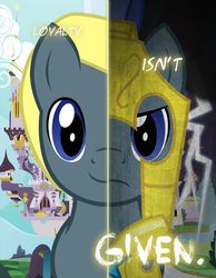 Size: 559x720 | Tagged: safe, artist:tehjadeh, oc, oc only, oc:steadfast, two sided posters, canterlot, lightning, royal guard, solo, two sides