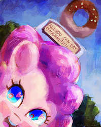 Size: 1944x2448 | Tagged: safe, artist:porkchopsammie, pinkie pie, g4, cute, donut, female, happy, solo, wingding eyes