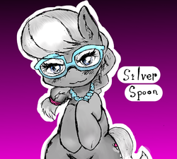 Size: 935x840 | Tagged: safe, artist:doubt, silver spoon, g4, female, glasses, gradient background, solo