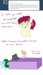 Size: 750x1280 | Tagged: safe, daisy, flower wishes, roseluck, oc, g4, ask, comic, rosereplies, tumblr