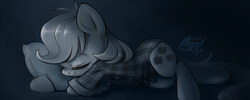 Size: 900x360 | Tagged: safe, artist:bronyseph, applejack, earth pony, pony, g4, clothes, cute, daaaaaaaaaaaw, eyes closed, female, shirt, sleeping, smiling, solo