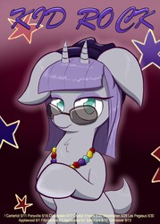 Size: 1000x1400 | Tagged: safe, artist:heir-of-rick, maud pie, goat, g4, female, goatified, hat, kid rock, parody, poster, solo, species swap, sunglasses, wrong cutie mark