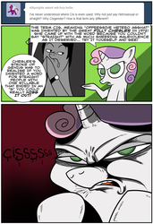 Size: 1280x1873 | Tagged: safe, artist:catfood-mcfly, sweetie belle, g4, ask, cis, comic, fury belle, hissing, tumblr