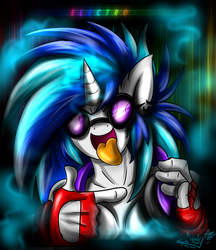 Size: 2500x2900 | Tagged: safe, artist:mimy92sonadow, dj pon-3, vinyl scratch, anthro, g4, female, high res, solo, tongue out