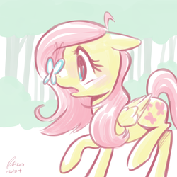 Size: 1200x1200 | Tagged: safe, artist:rwl, fluttershy, butterfly, g4, female, solo
