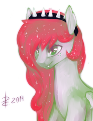 Size: 707x918 | Tagged: safe, artist:risterdus, oc, oc only, oc:strawberry glimmer, earth pony, pony, headband, solo, spikes