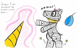 Size: 1280x800 | Tagged: safe, artist:wingcommanderrudoji, oc, oc only, oc:contrail, earth pony, pony, unicorn, bandage, body cast, fear, hospital, injured, magic, medical bondage, neck brace