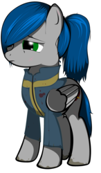 Size: 1660x2848 | Tagged: safe, artist:ladynoob, oc, oc only, oc:rain, pegasus, pony, crossover, fallout, solo