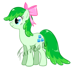 Size: 480x470 | Tagged: safe, artist:furreon, oc, oc only, oc:jelly melly, earth pony, pony, bow, solo