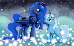 Size: 3840x2382 | Tagged: safe, artist:shadeila, princess luna, trixie, g4, high res