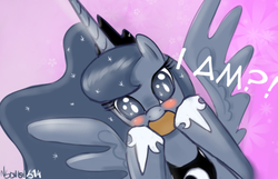 Size: 1653x1063 | Tagged: safe, artist:nadvgia, princess luna, g4, blushing, cute, female, looking at you, lunabetes, open mouth, sketch, smiling, solo, sparkles, spread wings