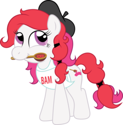 Size: 3430x3471 | Tagged: safe, artist:t-3000, oc, oc only, oc:fondue drizzle, earth pony, pony, apron, clothes, hairband, high res, solo, spoon