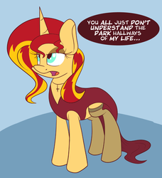 Size: 800x879 | Tagged: safe, artist:miroslav46, sunset shimmer, pony, unicorn, g4, clothes, female, goth, solo, sunset shimmer hates you, tumblr