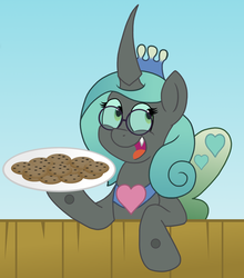 Size: 2180x2476 | Tagged: safe, artist:sketchymouse, queen chrysalis, changeling, changeling queen, g4, cookie, female, high res, mirror universe, reversalis, solo