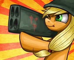 Size: 993x805 | Tagged: safe, artist:clrb, applejack, friendship is witchcraft, how applejack won the war, g4, female, m202 flash, rocket launcher, soldier, soldierjack, solo, weapon